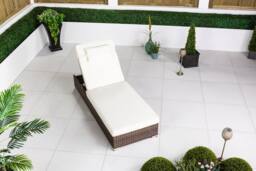 Thats Furniture Rattan Sun Lounger Sun bed 6 Recline Positions with Cover in Brown - thumbnail 1