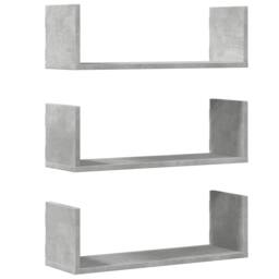 Berkfield Home Wall Shelves 3 pcs Concrete Grey 58x18x18 cm Engineered Wood - Size: 58 x 18 x 18 cm - thumbnail 2