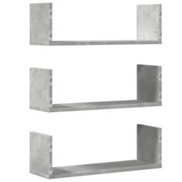 Berkfield Home Wall Shelves 3 pcs Concrete Grey 58x18x18 cm Engineered Wood - Size: 58 x 18 x 18 cm - thumbnail 6