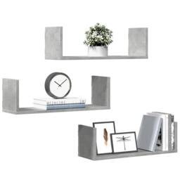 Berkfield Home Wall Shelves 3 pcs Concrete Grey 58x18x18 cm Engineered Wood - Size: 58 x 18 x 18 cm - thumbnail 1