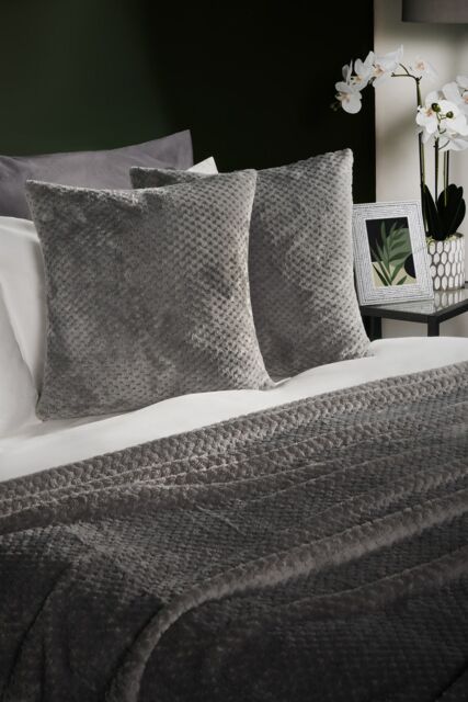 OHS 2 Pack of Waffle Fleece Square Cushion Covers in Charcoal - Size: 45 cm x 45 cm - image 1