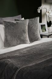 OHS 2 Pack of Waffle Fleece Square Cushion Covers in Charcoal - Size: 45 cm x 45 cm