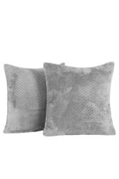 OHS 2 Pack of Waffle Fleece Square Cushion Covers in Charcoal - Size: 45 cm x 45 cm - thumbnail 4