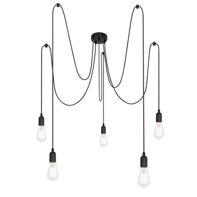 Netlighting Oliver Cluster Pendant Ceiling Light Black 5x E27 - image 1