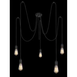 Netlighting Oliver Cluster Pendant Ceiling Light Black 5x E27 - thumbnail 3