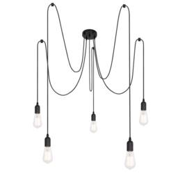 Netlighting Oliver Cluster Pendant Ceiling Light Black 5x E27 - thumbnail 1