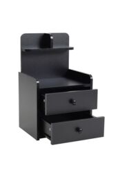Living and Home 2 Drawer Wooden Bedside Table in Black - thumbnail 4