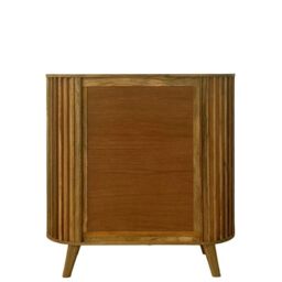 Jaipur Furniture Ltd Slated 2 Door Highboard Cabinet - Mango Wood - L45 x W106.5 x H110 cm - Light Finish - Assembly Required in Brown - thumbnail 5