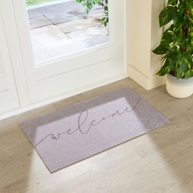 Artsy Mats Taupe Welcome Indoor Washable Doormat 80x50cm - Size: 50 cm x 80 cm - image 1