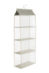 Living and Home 4-Tier Fabric Hanging Organizer Storage Handbag Purse Organizer in Beige - thumbnail 2