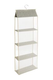Living and Home 4-Tier Fabric Hanging Organizer Storage Handbag Purse Organizer in Beige