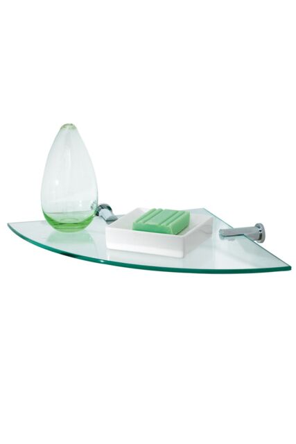 Showerdrape Infinity Rust Proof Chrome & Glass Corner Vanity Shelf Wall Mounted in Silver - image 1