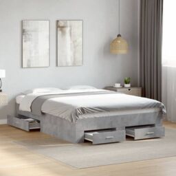 Berkfield Home Bed Frame with Drawers without Mattress Concrete Grey 135x190 cm Double - thumbnail 1