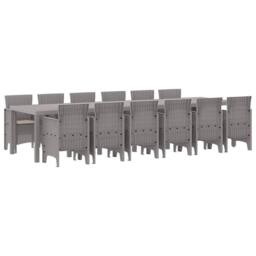 Berkfield Home 13 Piece Garden Dining Set with Cushions Light Grey Poly Rattan - thumbnail 1