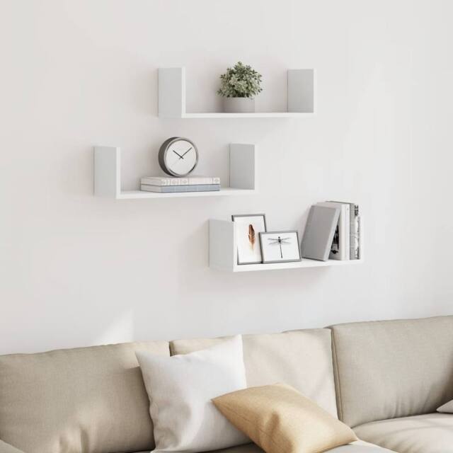 Berkfield Home Durable Wall Shelves 3 pcs White 58x18x18 cm Engineered Wood - Size: 58 x 18 x 18 cm