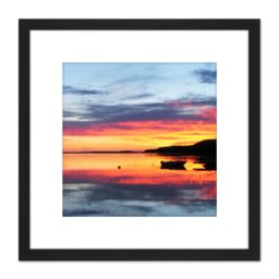 Artery8 Lyytinen Lake Paijanne Sysma Finland Sunset Photo 8X8 Inch Square Wooden Framed Wall Art Print Picture with Mount in Black - thumbnail 1
