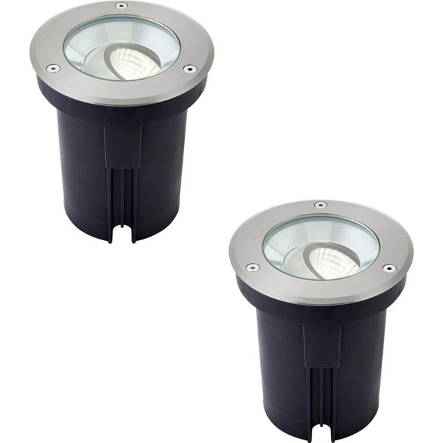 Loops 2 PACK Stainless Steel IP67 Ground Light - 13W Cool White LED - Tilting Head in Metallics - image 1