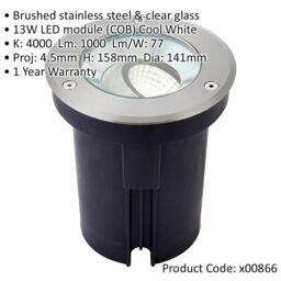 Loops 2 PACK Stainless Steel IP67 Ground Light - 13W Cool White LED - Tilting Head in Metallics - thumbnail 2