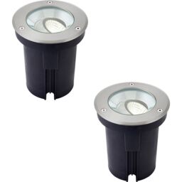 Loops 2 PACK Stainless Steel IP67 Ground Light - 13W Cool White LED - Tilting Head in Metallics