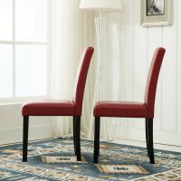 MCC Direct Set of 2 Faux Leather Dining Chairs in Red - thumbnail 3
