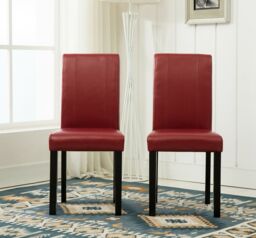 MCC Direct Set of 2 Faux Leather Dining Chairs in Red