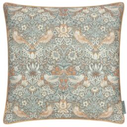 Morris & Co Strawberry Thief Piped Outdoor Cushion in Beige - Size: 50 cm x 50 cm - thumbnail 2