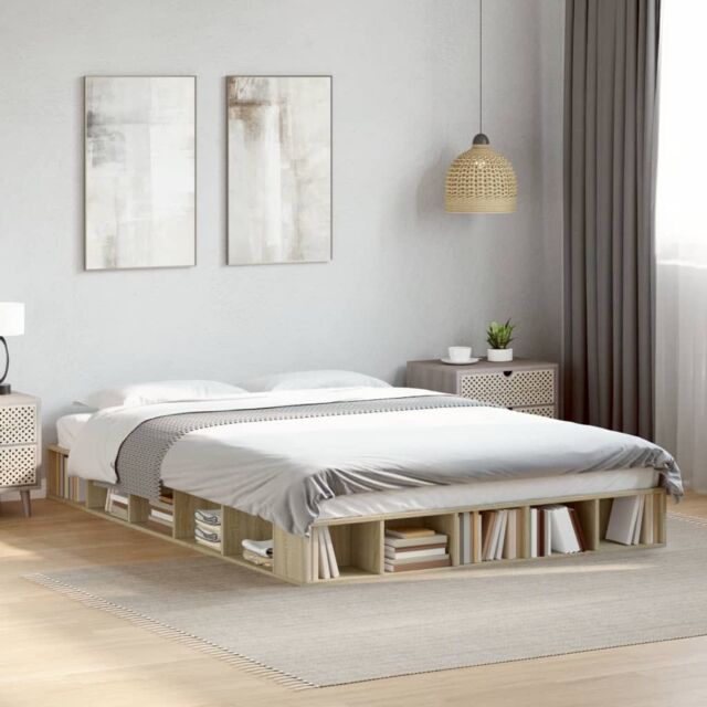 Berkfield Home Bed Frame without Mattress Sonoma Oak 140x200 cm in Brown - image 1