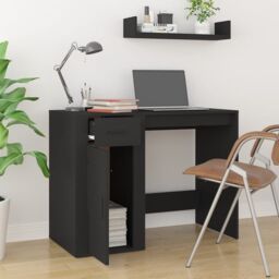 Berkfield Home Desk Black 100x49x75 cm Engineered Wood - Size: 100 x 49 x 75 cm - thumbnail 3