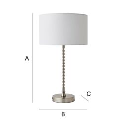 ValueLights Maeve Fabric Drum Lamp Shade Brushed Chrome Bobbin Bobble Table Lamp with Bulb in White - thumbnail 8