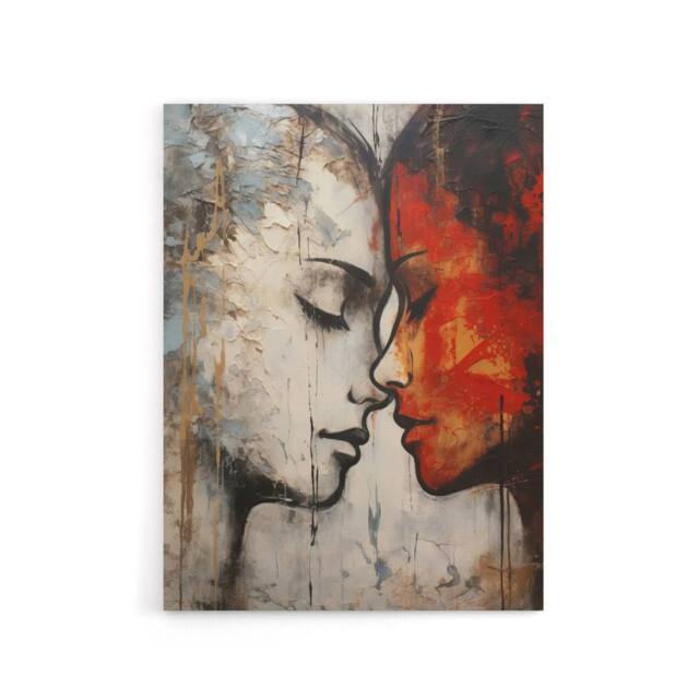 "Artery8 Love & Affection Lesbian Couple Canvas Wall Art Print in Red - Size: W18"" x H24""" - image 1