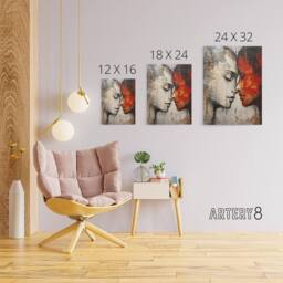 "Artery8 Love & Affection Lesbian Couple Canvas Wall Art Print in Red - Size: W18"" x H24""" - thumbnail 4