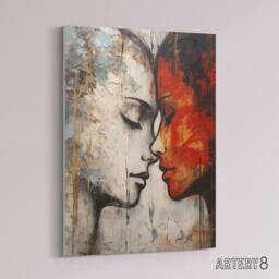 "Artery8 Love & Affection Lesbian Couple Canvas Wall Art Print in Red - Size: W18"" x H24""" - thumbnail 2