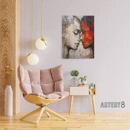 "Artery8 Love & Affection Lesbian Couple Canvas Wall Art Print in Red - Size: W18"" x H24""" - thumbnail 3