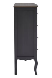 Orsina Classical 4 Drawer Dark Grey Chest, Bayur Wood Accent Cabinet with Brass Baroque Handles, Storage Drawer Unit - thumbnail 3