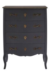 Orsina Classical 4 Drawer Dark Grey Chest, Bayur Wood Accent Cabinet with Brass Baroque Handles, Storage Drawer Unit - thumbnail 6