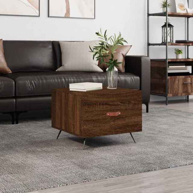 Berkfield Home Coffee Table Brown Oak 50x50x40 cm Engineered Wood - Size: 50 x 50 x 40 cm - image 1