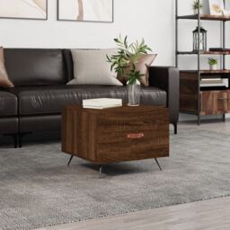 Berkfield Home Coffee Table Brown Oak 50x50x40 cm Engineered Wood - Size: 50 x 50 x 40 cm - thumbnail 1