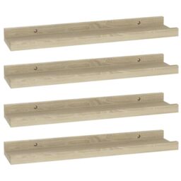 Berkfield Home Wall Shelves 4 pcs Sonoma Oak 40x9x3 cm in Brown - Size: 40 x 9 x 3 cm - thumbnail 2