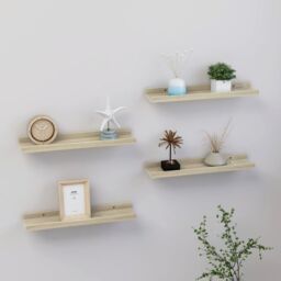 Berkfield Home Wall Shelves 4 pcs Sonoma Oak 40x9x3 cm in Brown - Size: 40 x 9 x 3 cm - thumbnail 1