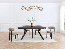 Vente-unique Extendable Dining Table Seating 6 To 6 Cm MDF & Steel - Black - thumbnail 4