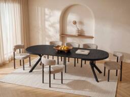Vente-unique Extendable Dining Table Seating 6 To 6 Cm MDF & Steel - Black - thumbnail 3