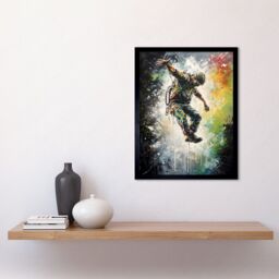 "Artery8 Wall Art Print Base Jumping Multicoloured Paint Splat Action Shot Art Framed in Black - Size: W12"" x H16""" - thumbnail 2