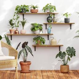 SPETLEK 5Piece Rustic Shelves Floating Shelves Wall Mounted in Brown - thumbnail 4