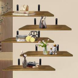 SPETLEK 5Piece Rustic Shelves Floating Shelves Wall Mounted in Brown - thumbnail 6
