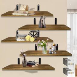 SPETLEK 5Piece Rustic Shelves Floating Shelves Wall Mounted in Brown - thumbnail 1