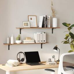 SPETLEK 5Piece Rustic Shelves Floating Shelves Wall Mounted in Brown - thumbnail 5