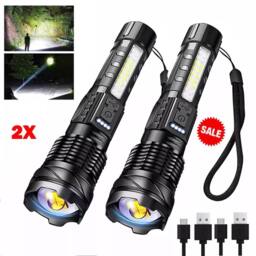 VOGREX 2X 990000000LM Super Bright Flashlight LED Powerful Torch in Black - thumbnail 3