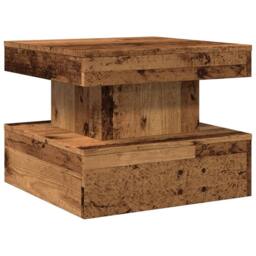 Berkfield Home Modern Coffee Table with LED Lights Old Wood 50x50x40 cm in Brown - Size: 50 x 50 x 40 cm - thumbnail 1