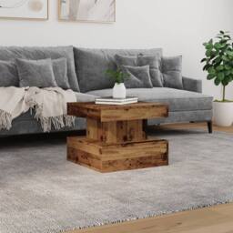 Berkfield Home Modern Coffee Table with LED Lights Old Wood 50x50x40 cm in Brown - Size: 50 x 50 x 40 cm - thumbnail 4