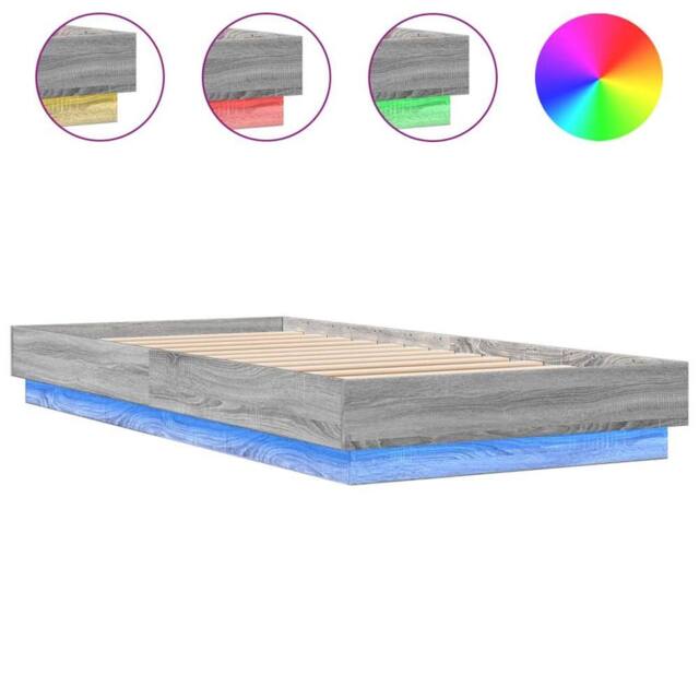 Berkfield Home Bed Frame without Mattress with LED Lights Grey Sonoma 100x200 cm - image 1